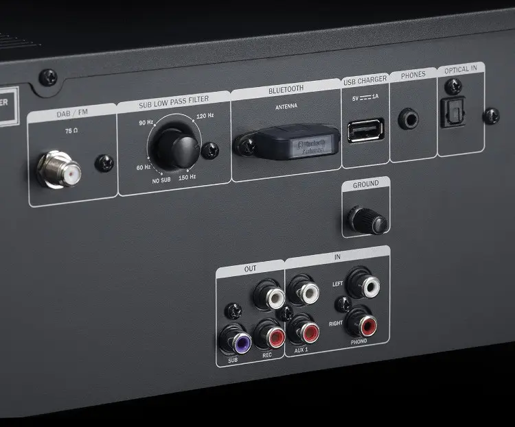 Outputs on the rear of the Kombo 62 CD receivers