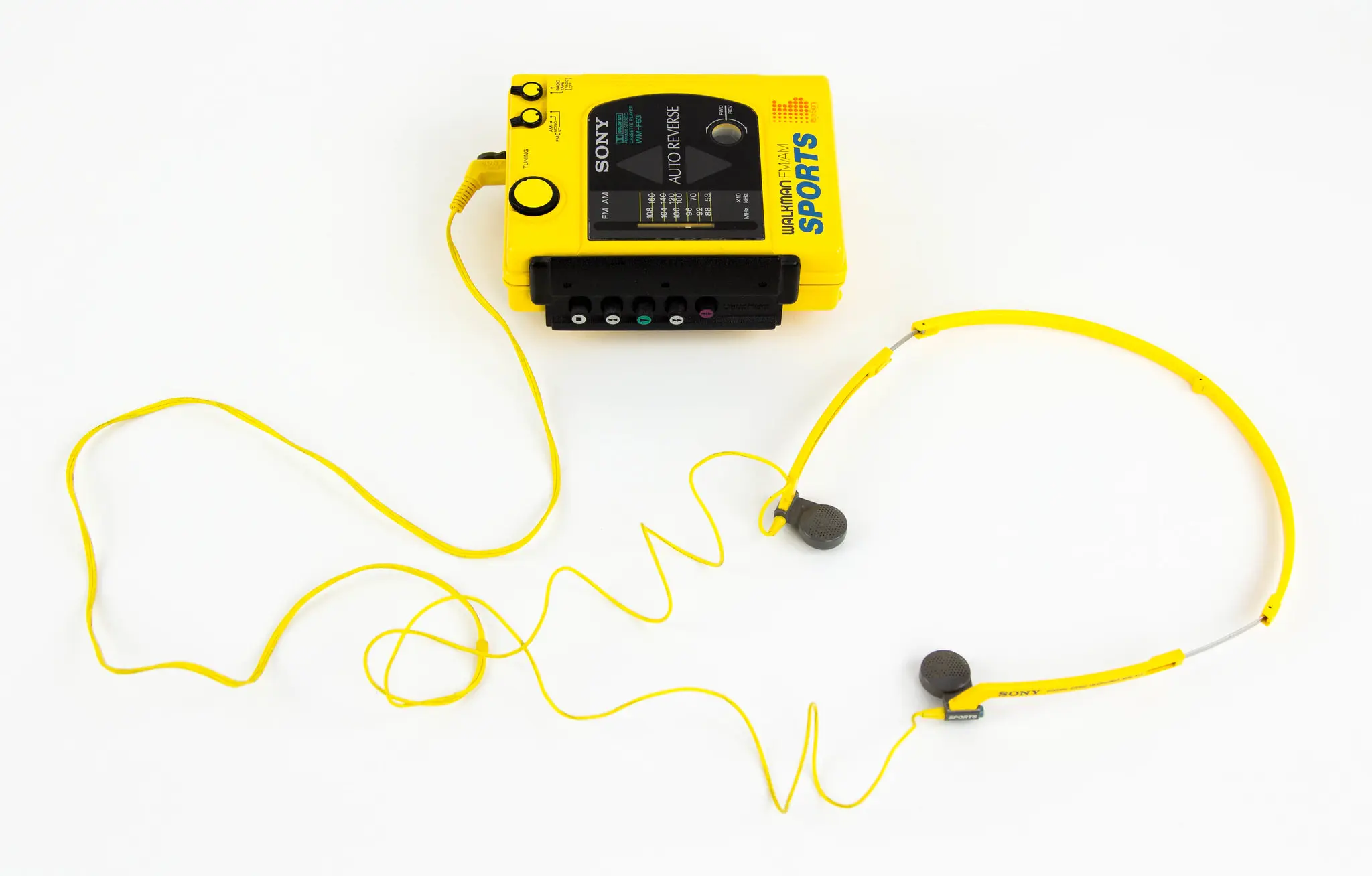 Yellow WM-F63 Walkman product image against white background