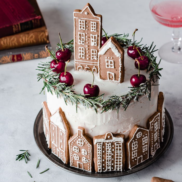 A cake with Christmas decoration